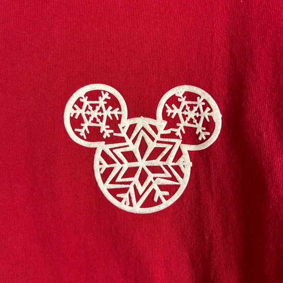 Disney Red Snowflake Mickey Mouse Merry & Bright Spirit Jersey Holiday Unisex XL - Picture 9 of 11